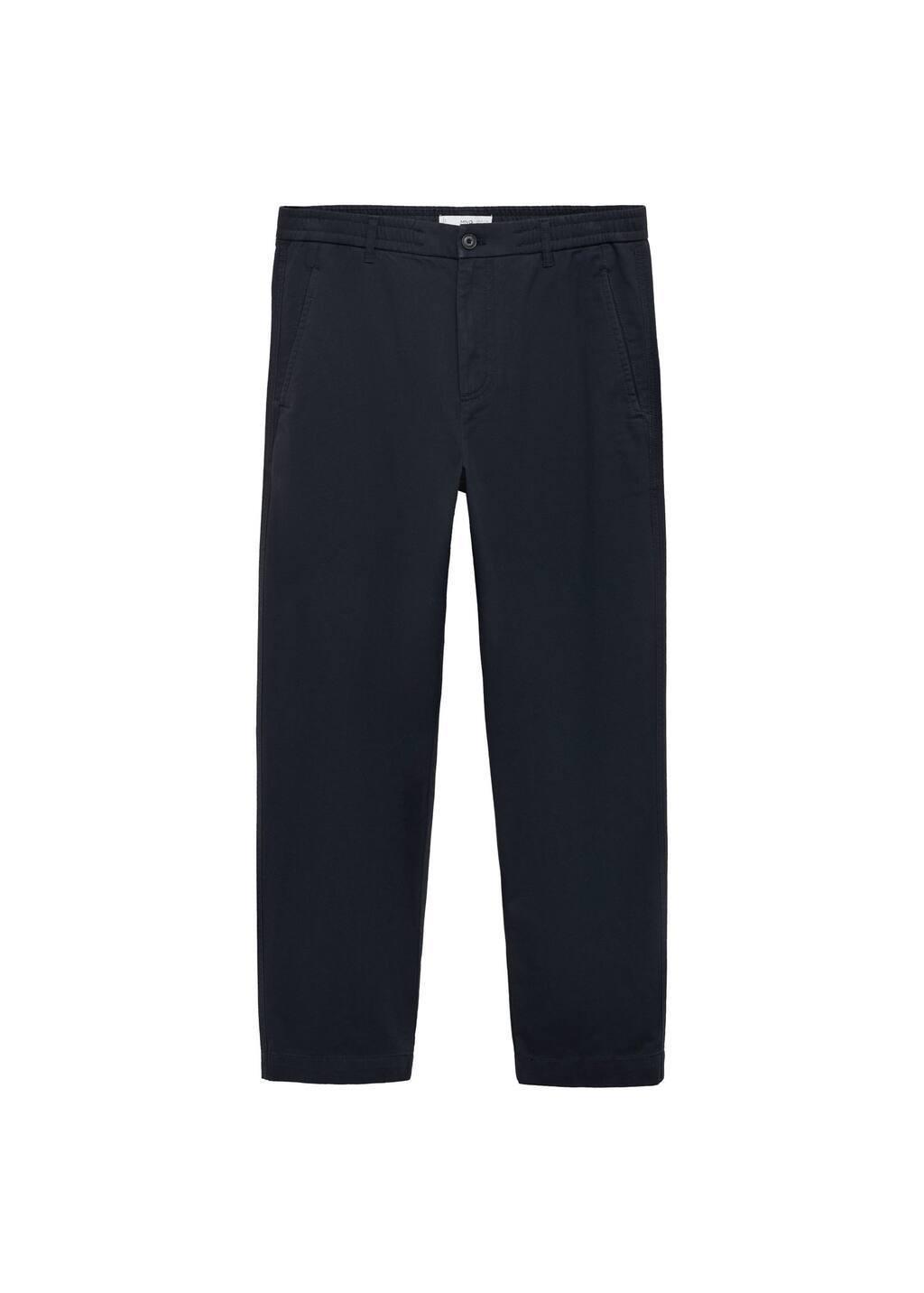 Navy Regular Fit Cotton Drawstring Pants, , large image number 3