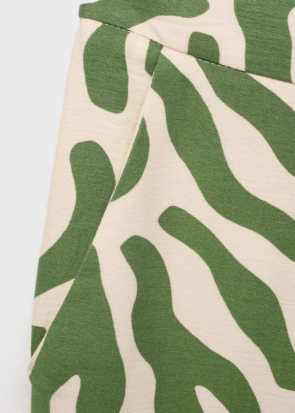 GREEN Printed straight trousers, , large image number 2