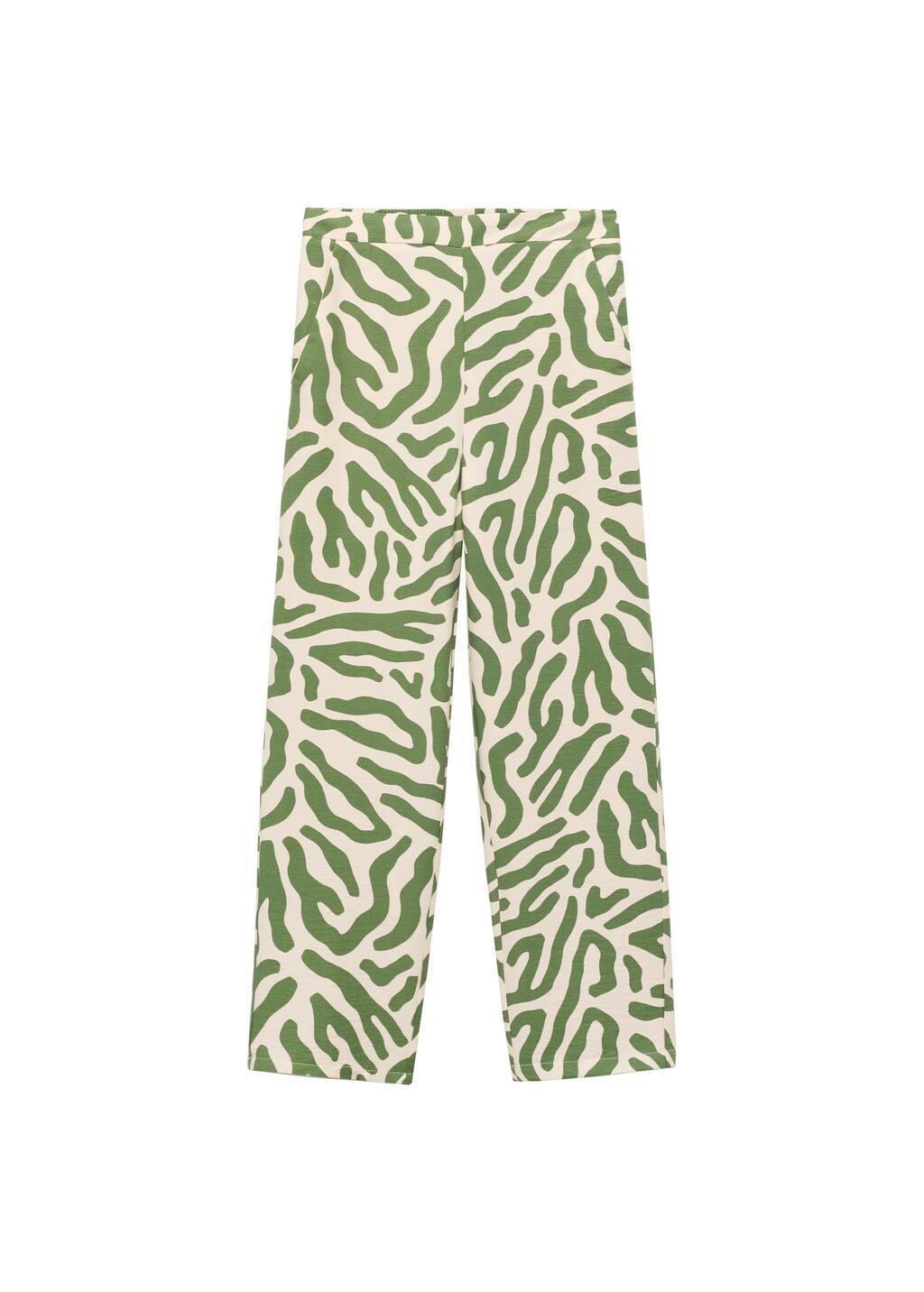 GREEN Printed straight trousers, , large image number 3