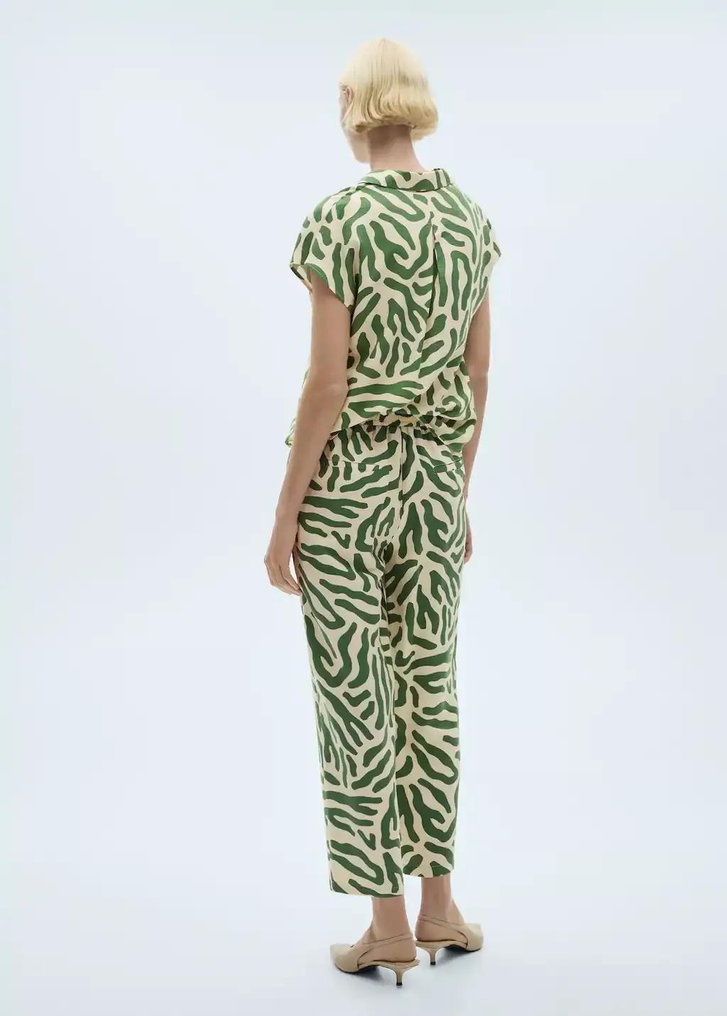 GREEN Printed straight trousers, , large image number 4