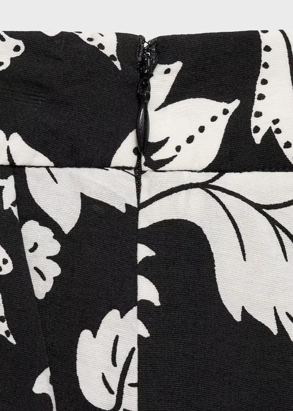 Black Floral Print Straight Trousers, , large image number 2