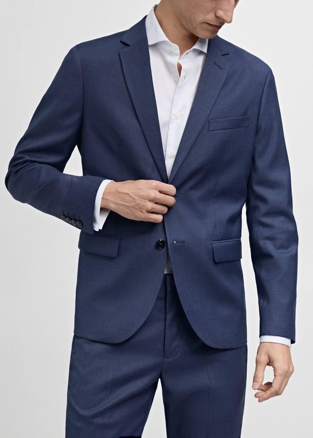 Blue Plain Suit Blazer, , large image number 5