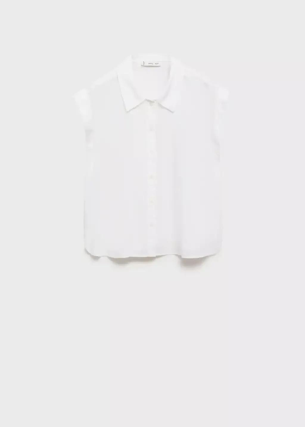 White Flowing Linen Blouse, , large image number 4