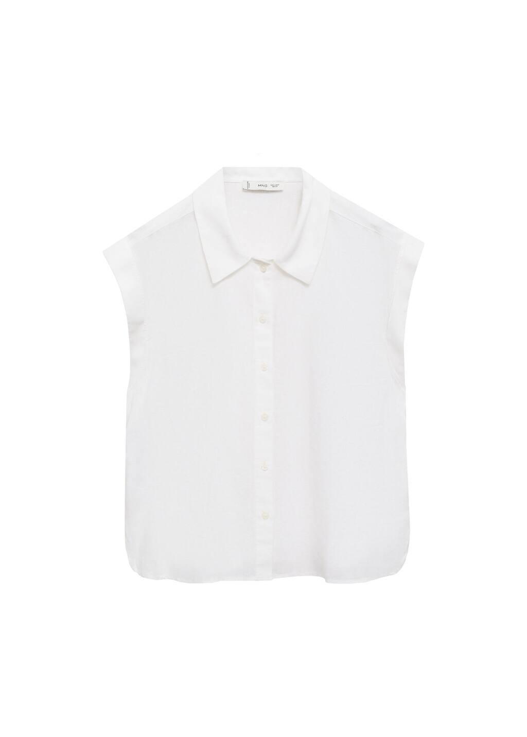 White Flowing Linen Blouse, , large image number 5