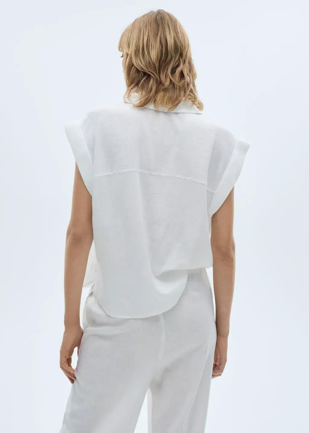 White Flowing Linen Blouse, , large image number 6
