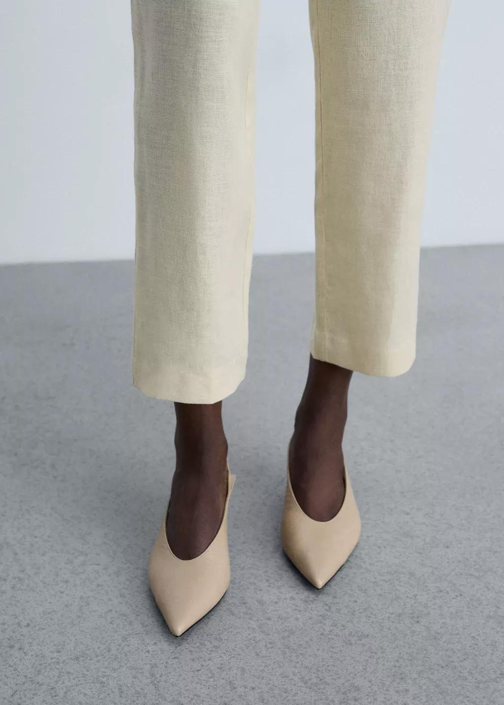 Beige 100% Linen Straight Trousers, , large image number 4