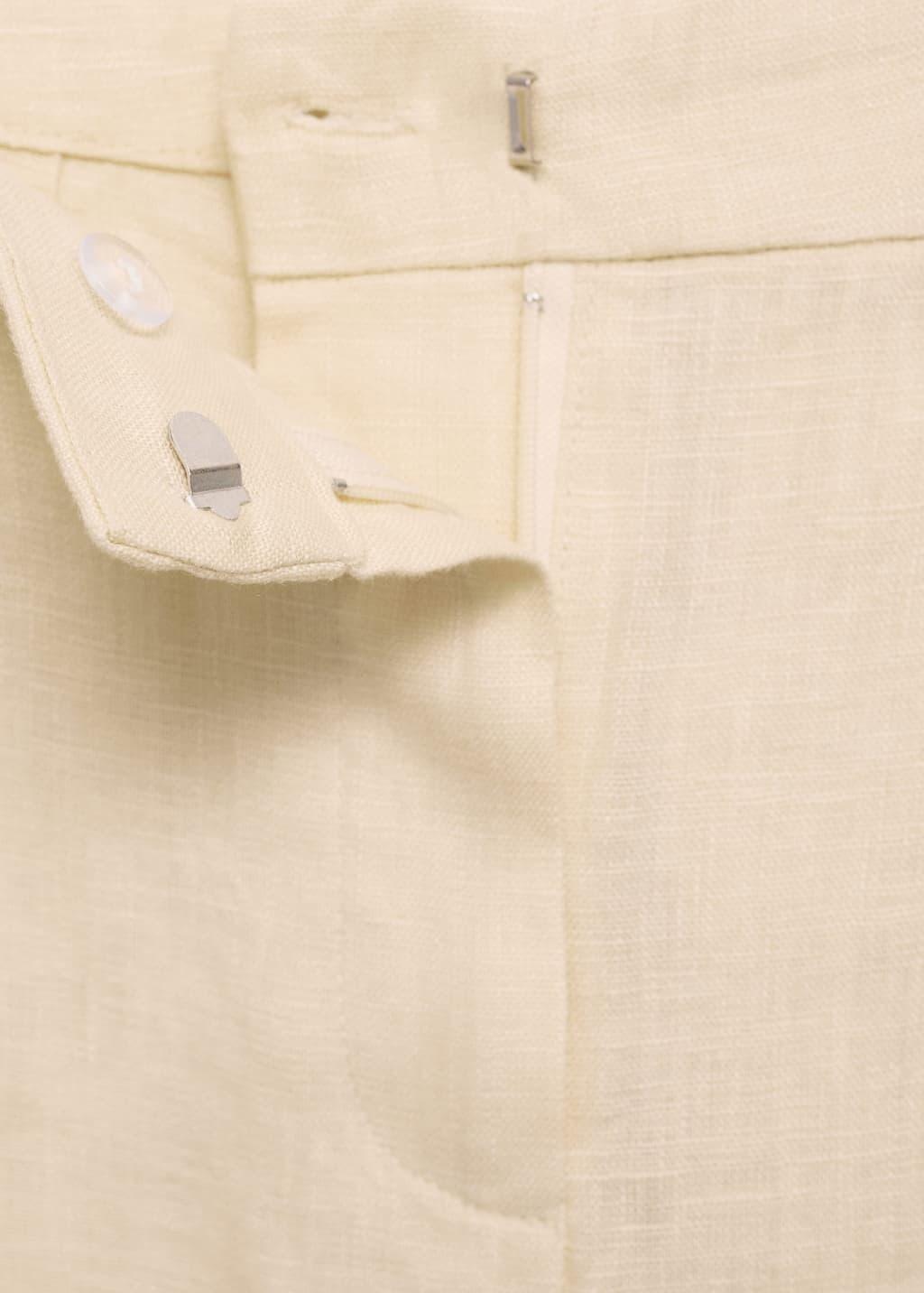 Beige 100% Linen Straight Trousers, , large image number 5