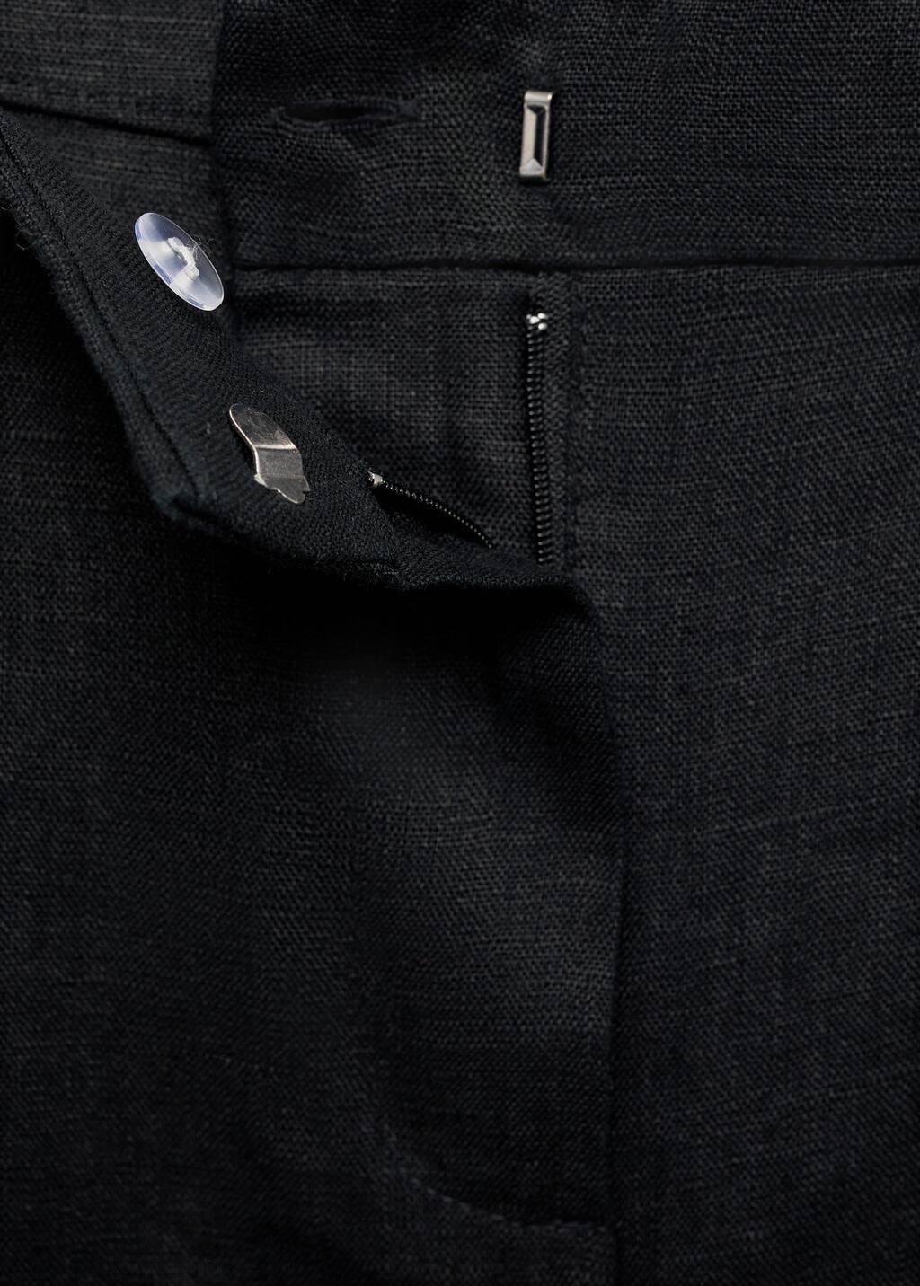 Black 100% Linen Straight Trousers, , large image number 4
