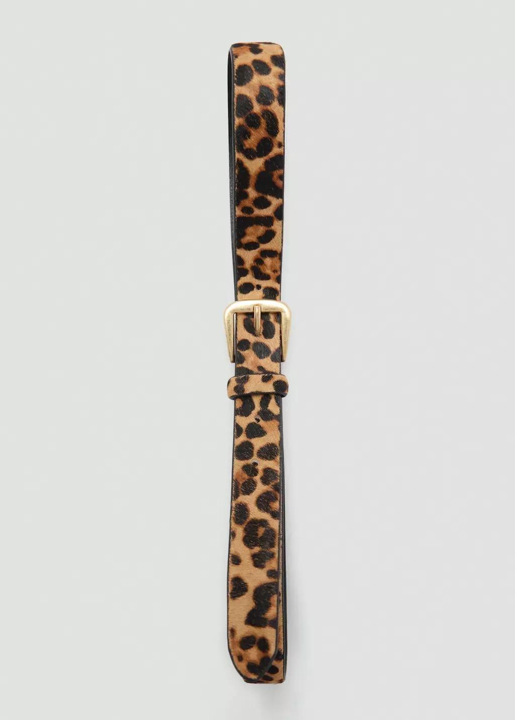 Brown Leopard Leather Belt, , large image number 2