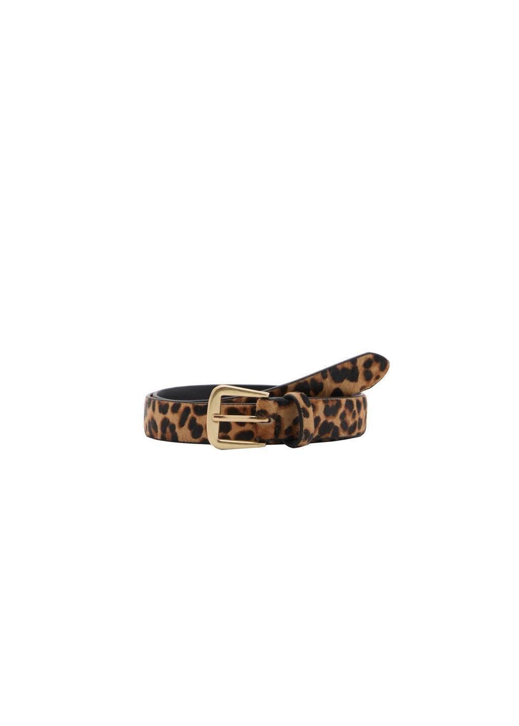 Brown Leopard Leather Belt, , large image number 3