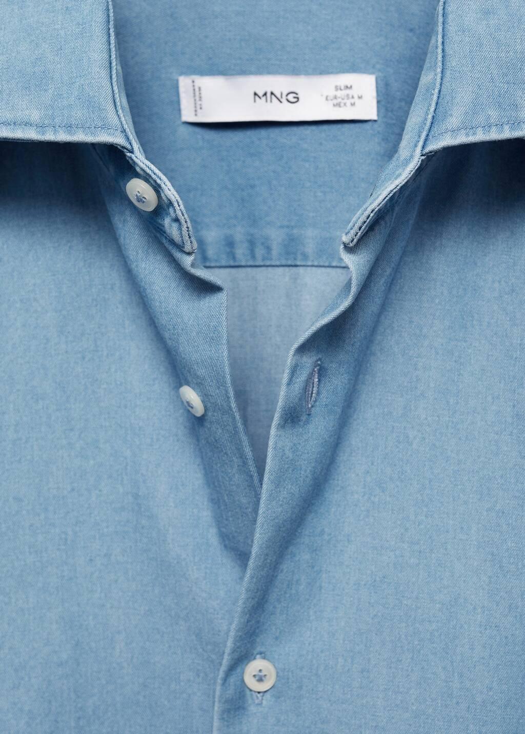 Blue 100% Cotton Chambray Shirt, , large image number 4