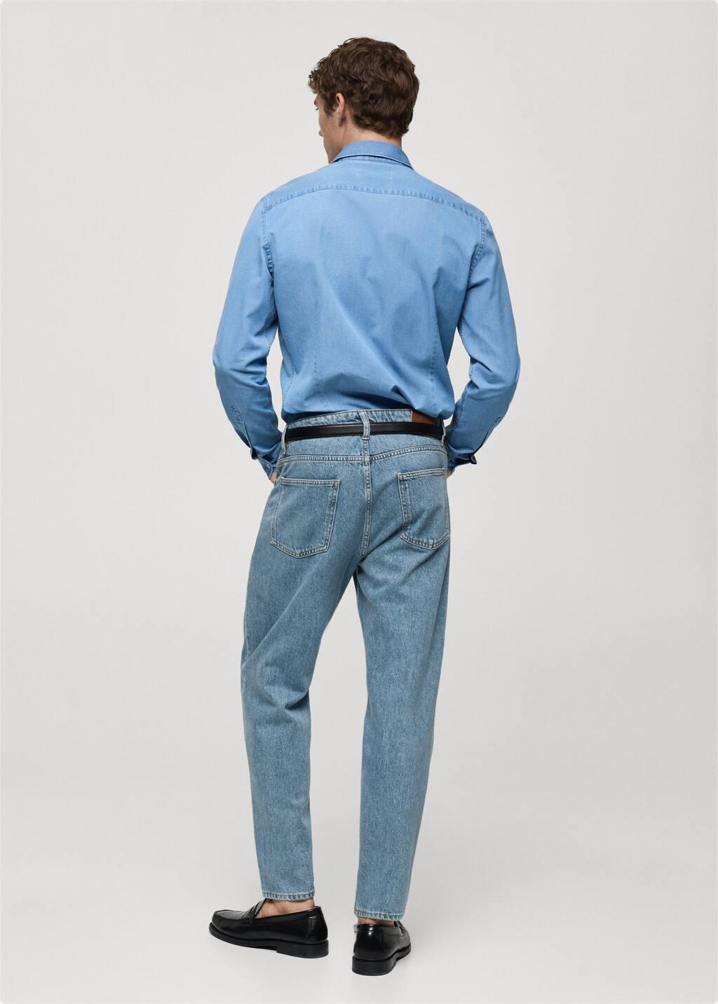 Blue 100% Cotton Chambray Shirt, , large image number 5
