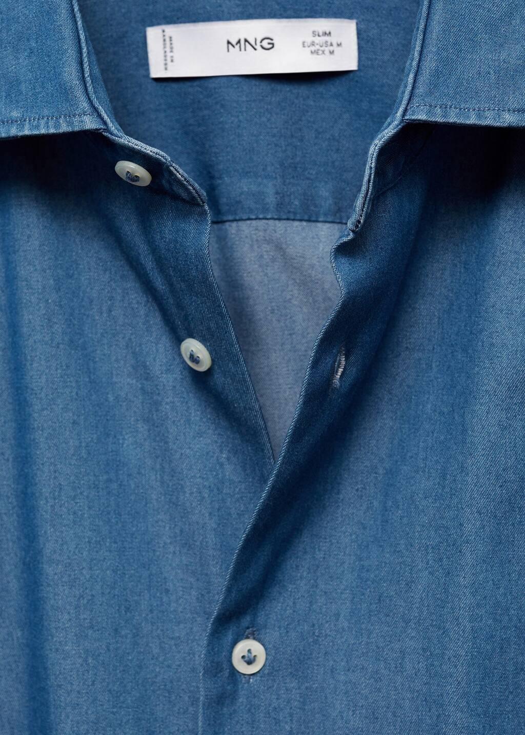 Blue 100% Cotton Chambray Shirt, , large image number 4