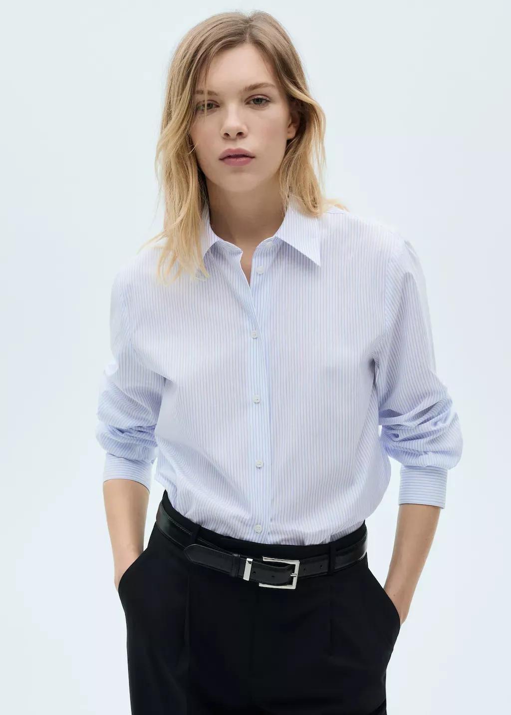 Blue Lt-Pastel Regular Cotton Lyocell-Blend Shirt, , large image number 0