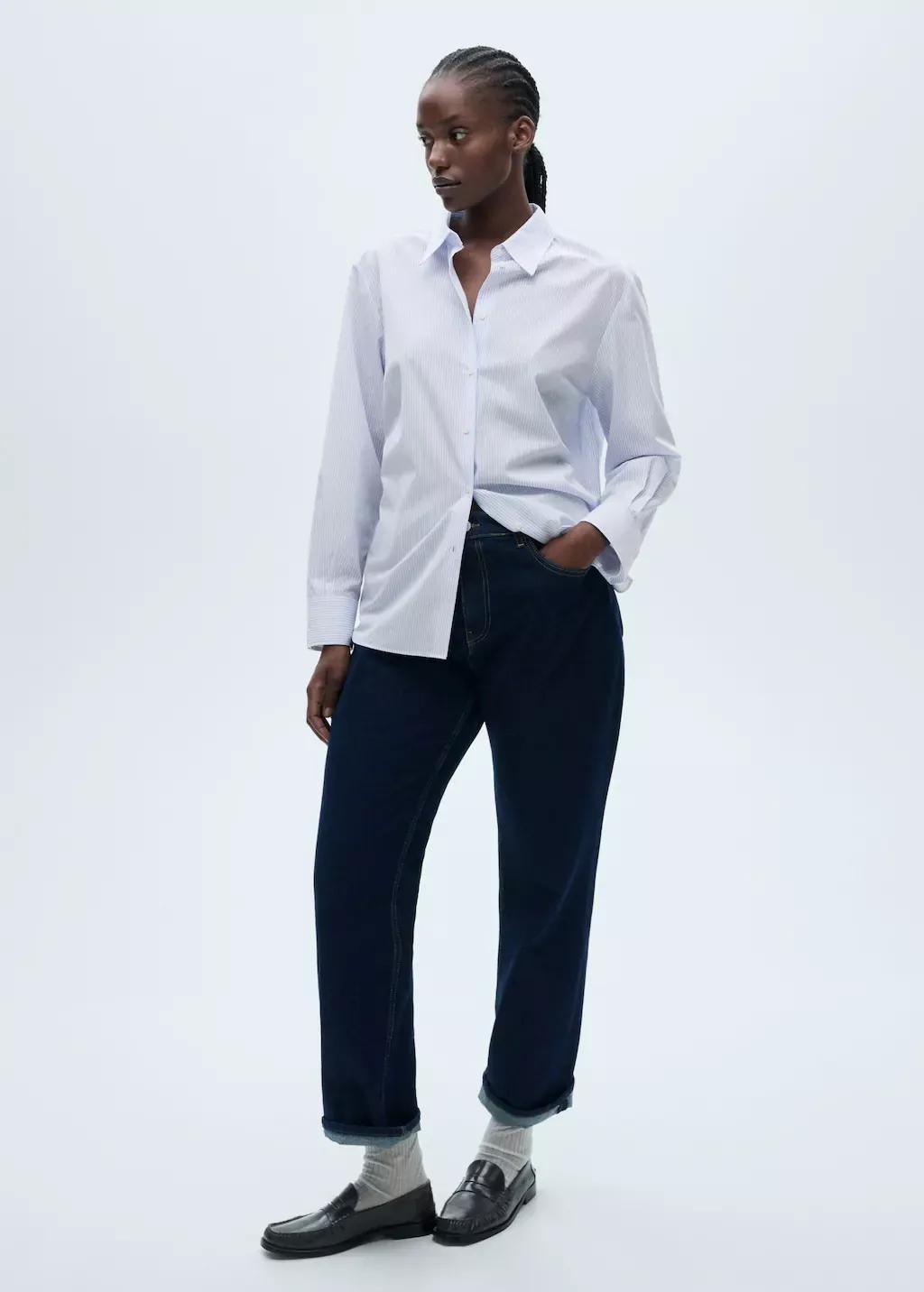 Blue Lt-Pastel Regular Cotton Lyocell-Blend Shirt, , large image number 2