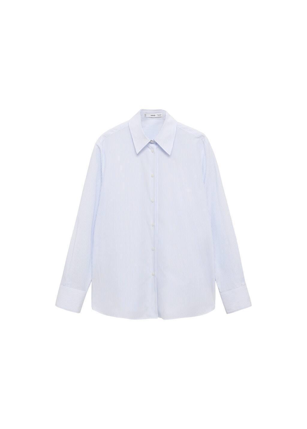 Blue Lt-Pastel Regular Cotton Lyocell-Blend Shirt, , large image number 3