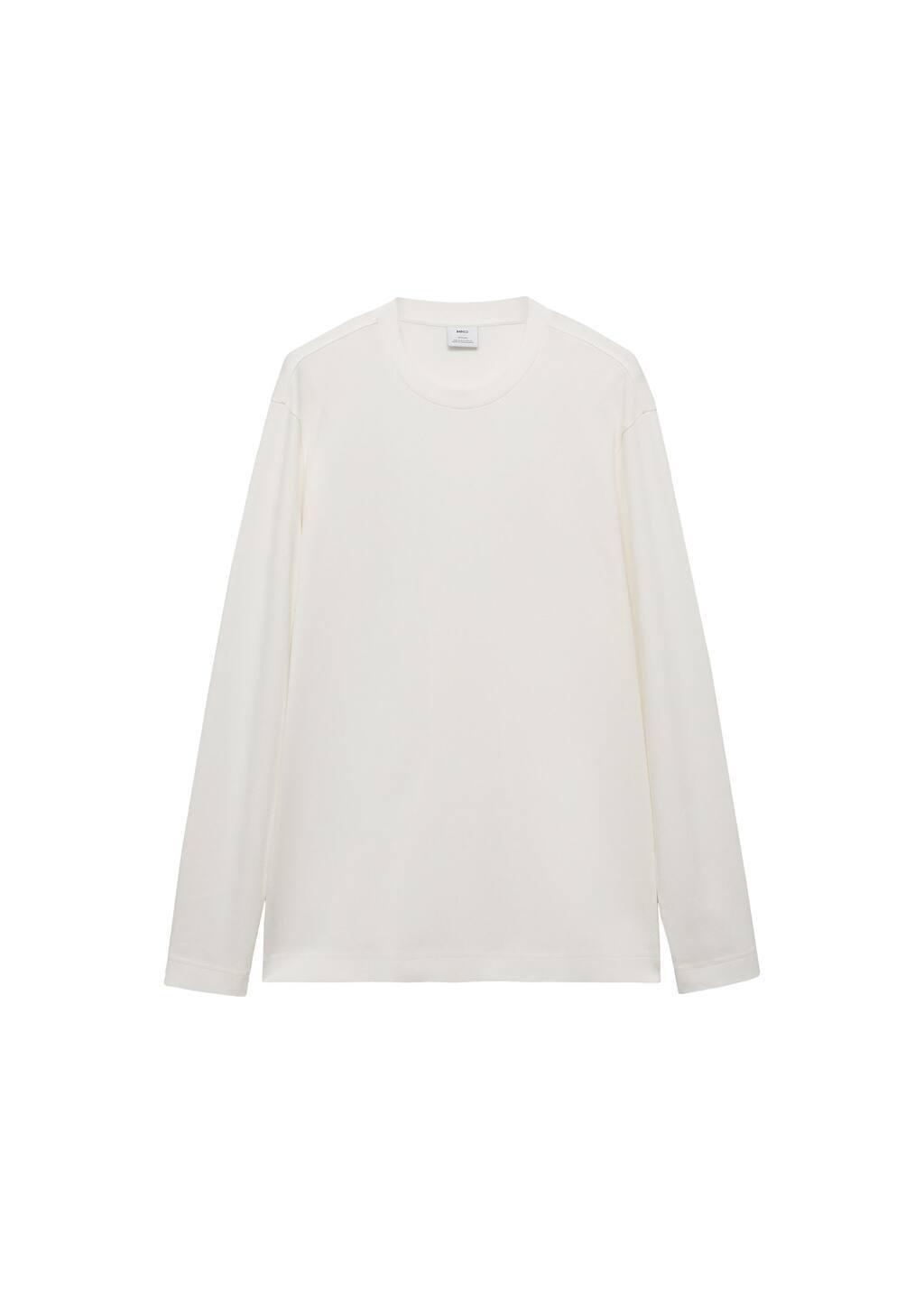 White 100% Cotton Long Sleeve T-Shirt, , large image number 3