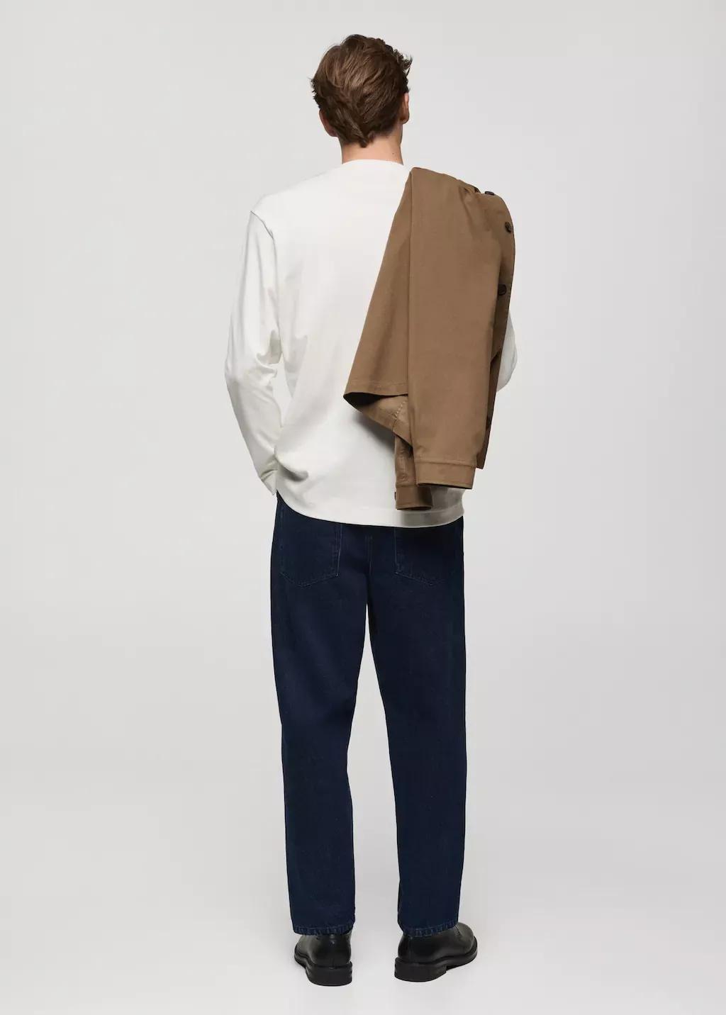White 100% Cotton Long Sleeve T-Shirt, , large image number 5