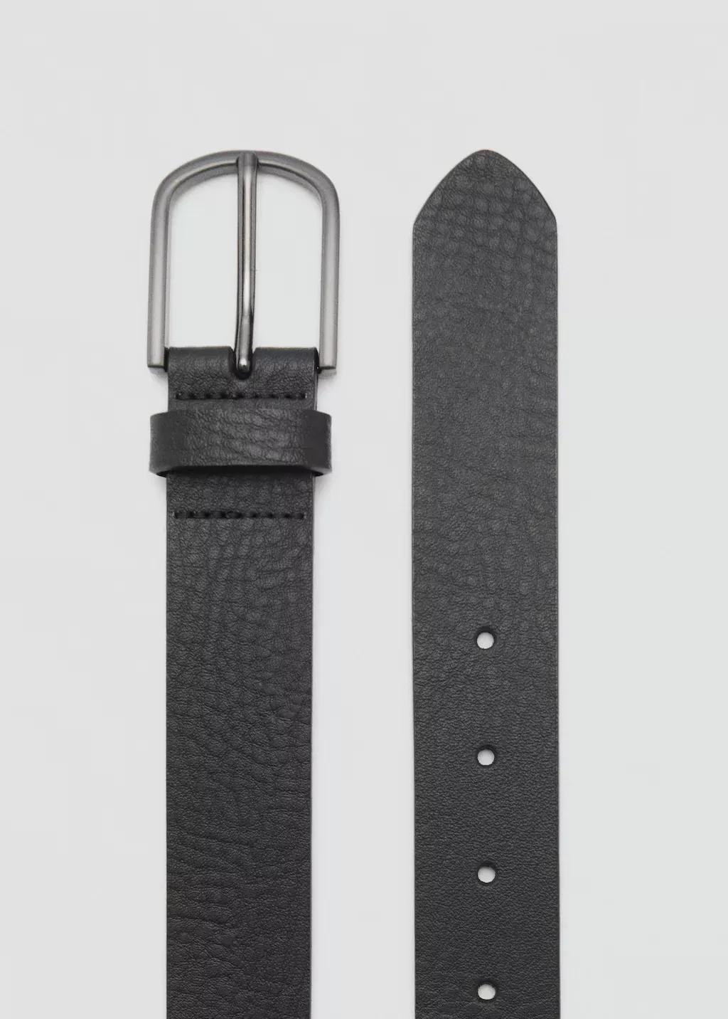 Black Pebbled Leather Belt, , medium