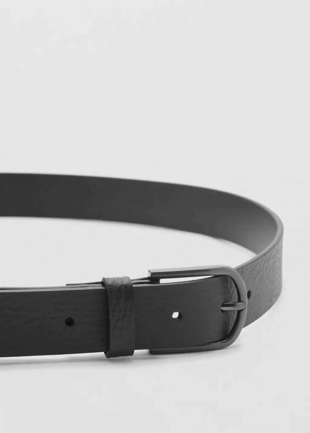 Black Pebbled Leather Belt, , large image number 1