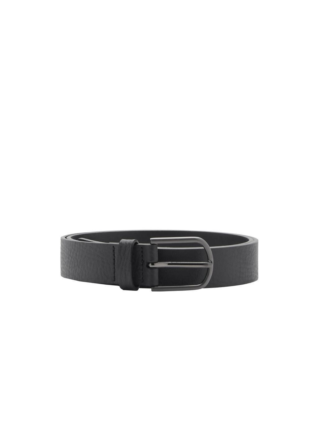 Black Pebbled Leather Belt, , large image number 2