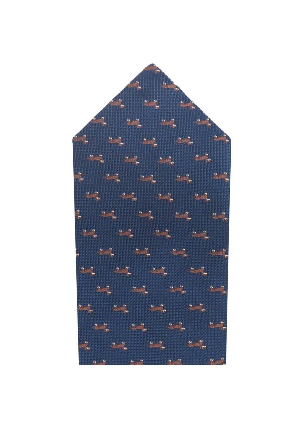 Navy Mulberry Silk Animal-Print Tie, Navy, large image number 2
