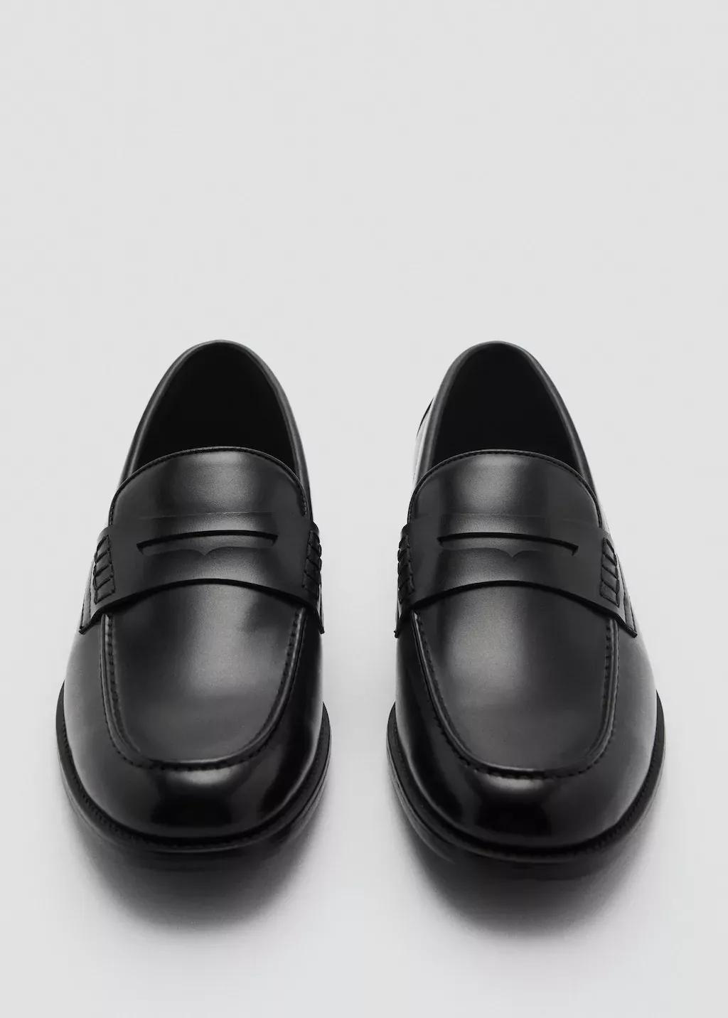 Black Nappa Leather-Effect Moccasins, , large image number 2