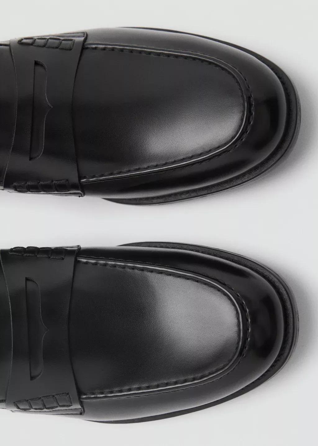 Black Nappa Leather-Effect Moccasins, , large image number 4