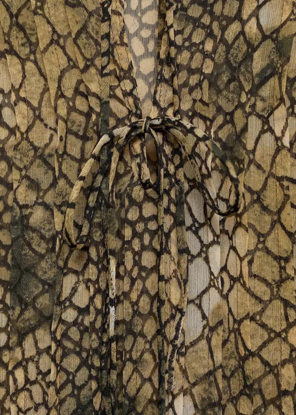 Brown Puffed-Sleeve Printed Shirt, , large image number 4