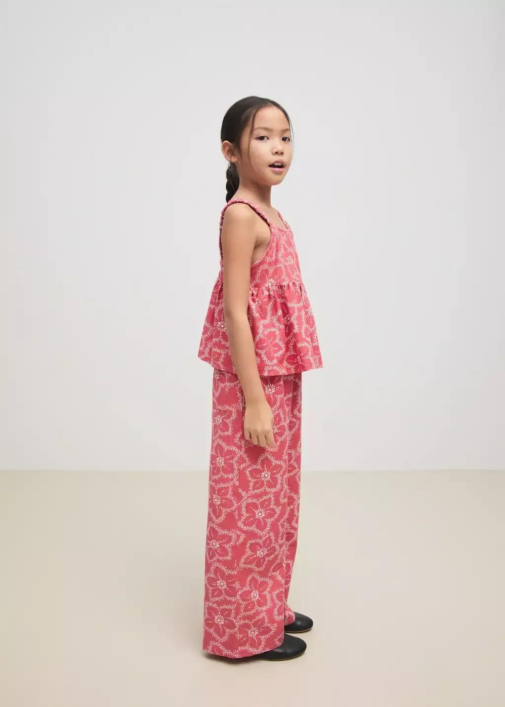 Red Floral Print Trousers, Kids Girl, , large image number 0