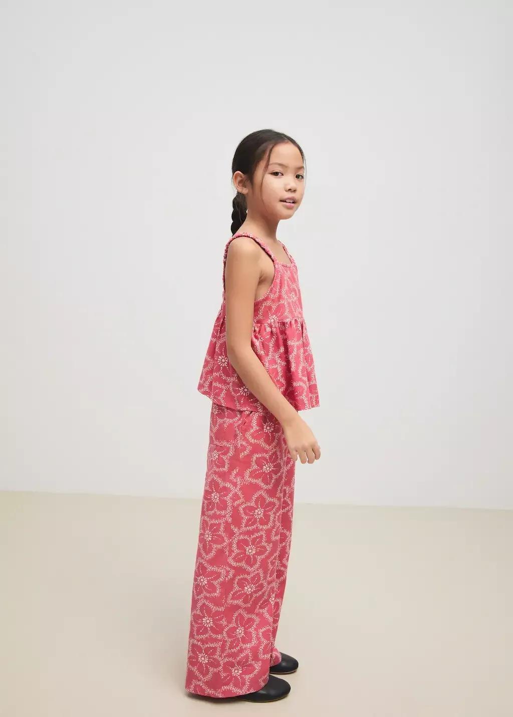 Red Floral Print Trousers, Kids Girl, , large image number 1