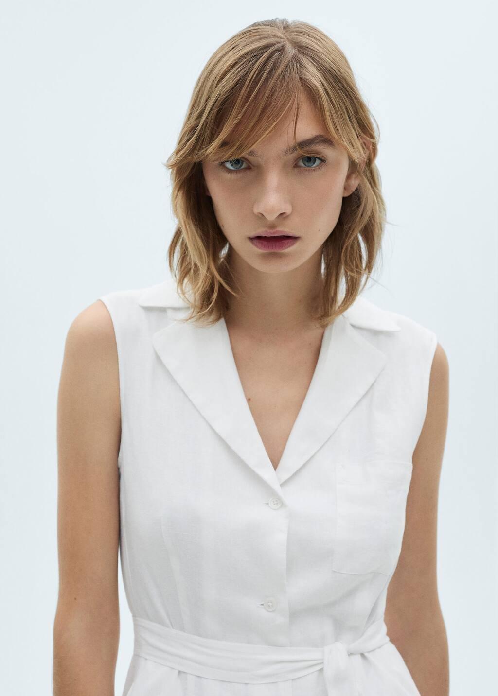 White Classic Midi Shirt Dress, , large image number 1