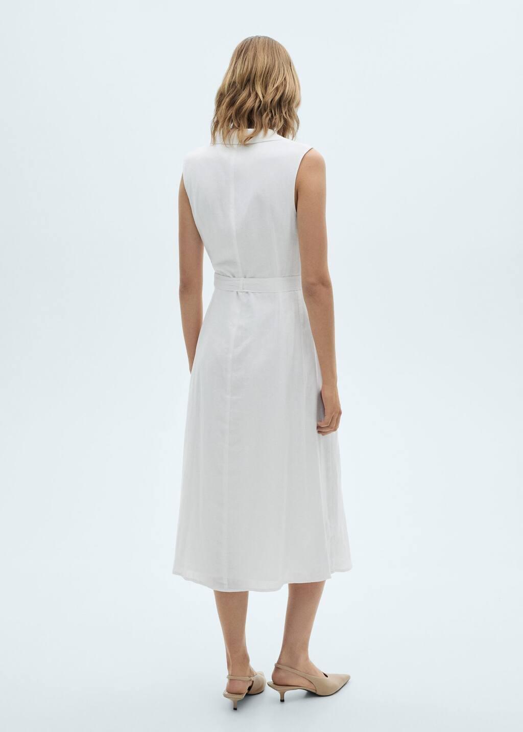 White Classic Midi Shirt Dress, , large image number 4