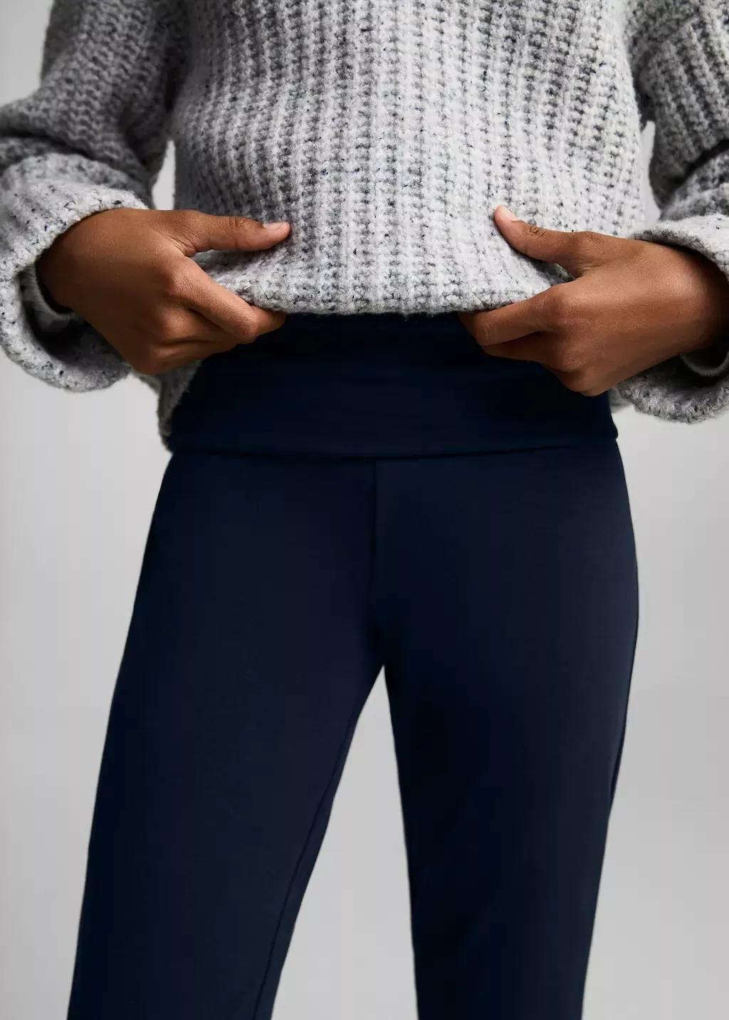 Navy Flared Leggings, Kids Girl, , large image number 0