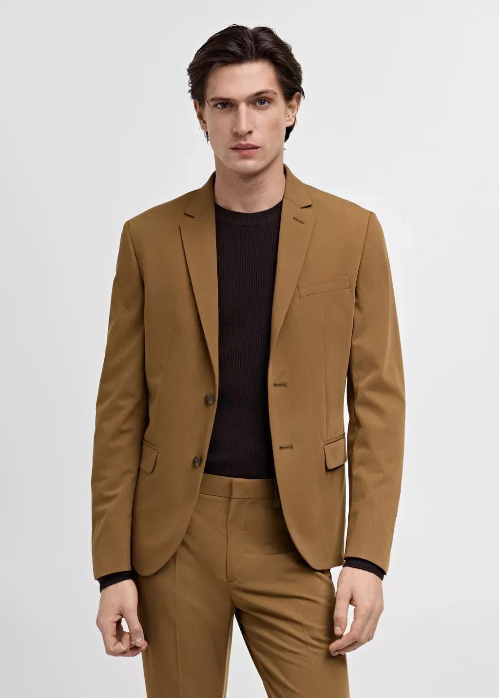Dark Yellow Formal Suit Blazer, , medium