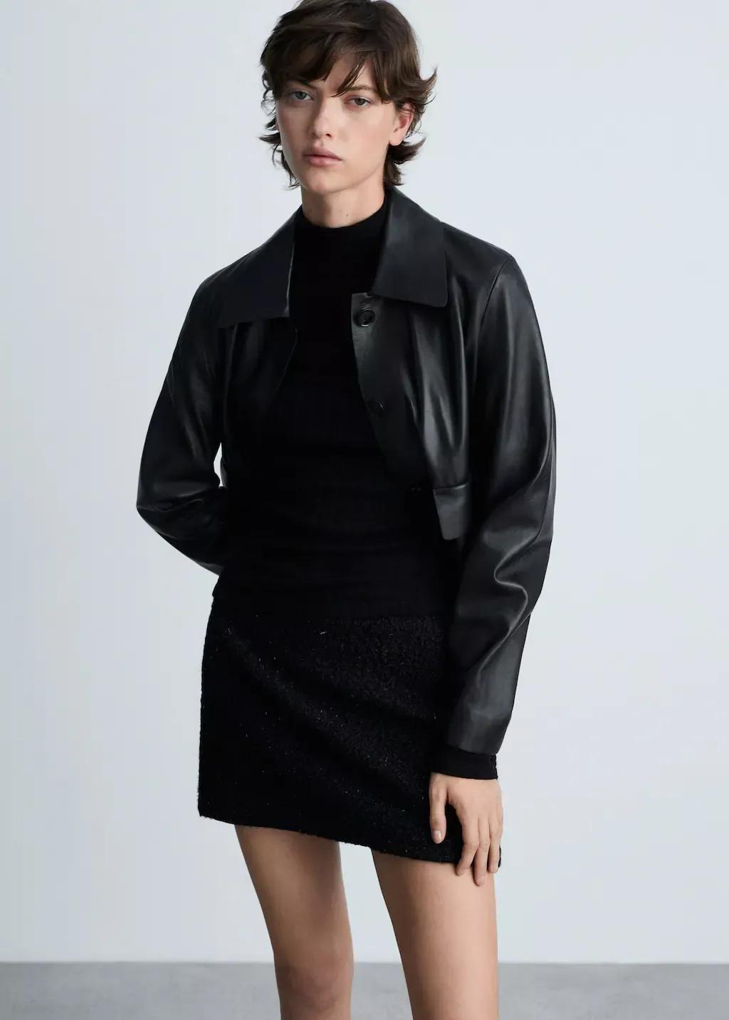 Black Shearling Effect Mini Skirt, , large image number 0
