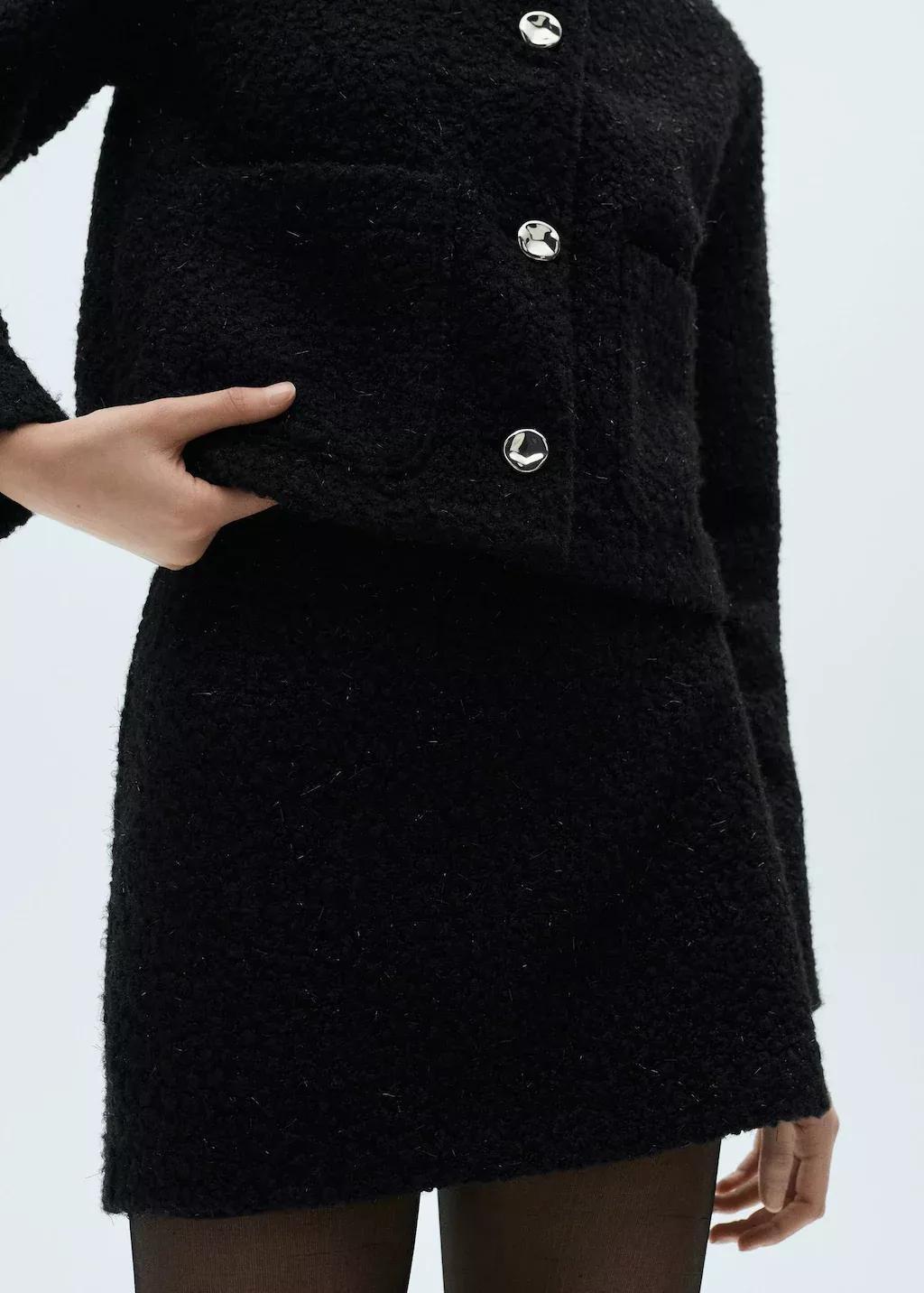 Black Shearling Effect Mini Skirt, , large image number 3