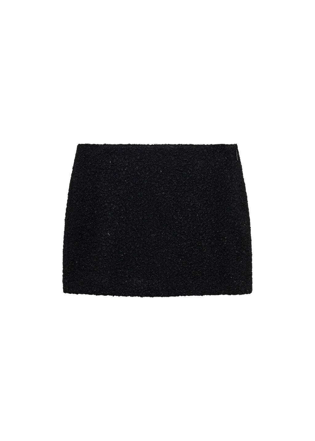 Black Shearling Effect Mini Skirt, , large image number 4