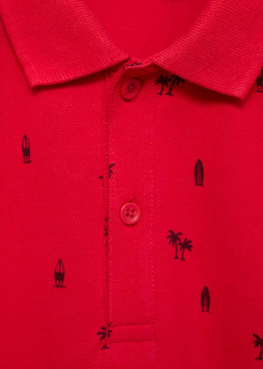 Red Printed Cotton Pique Polo Shirt, Kids Boy, , large image number 2
