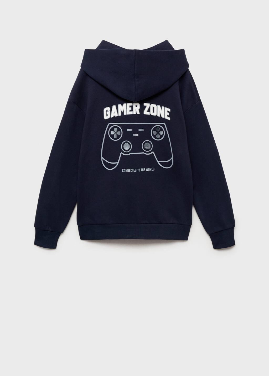Navy Printed Hoodie, Kids Boy, , large image number 2