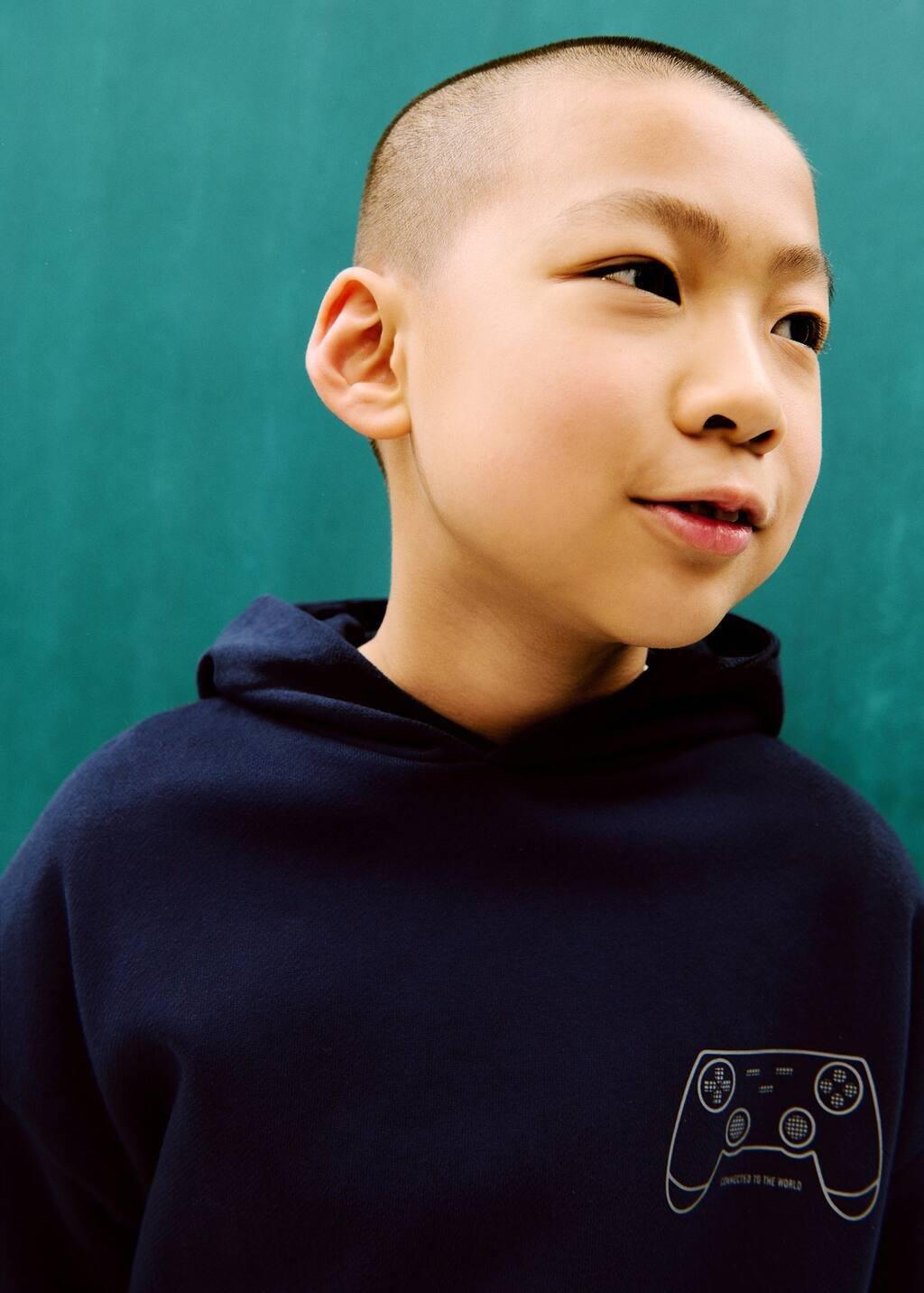 Navy Printed Hoodie, Kids Boy, , large image number 3