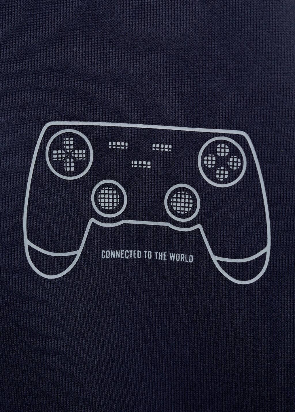 Navy Printed Hoodie, Kids Boy, , large image number 4