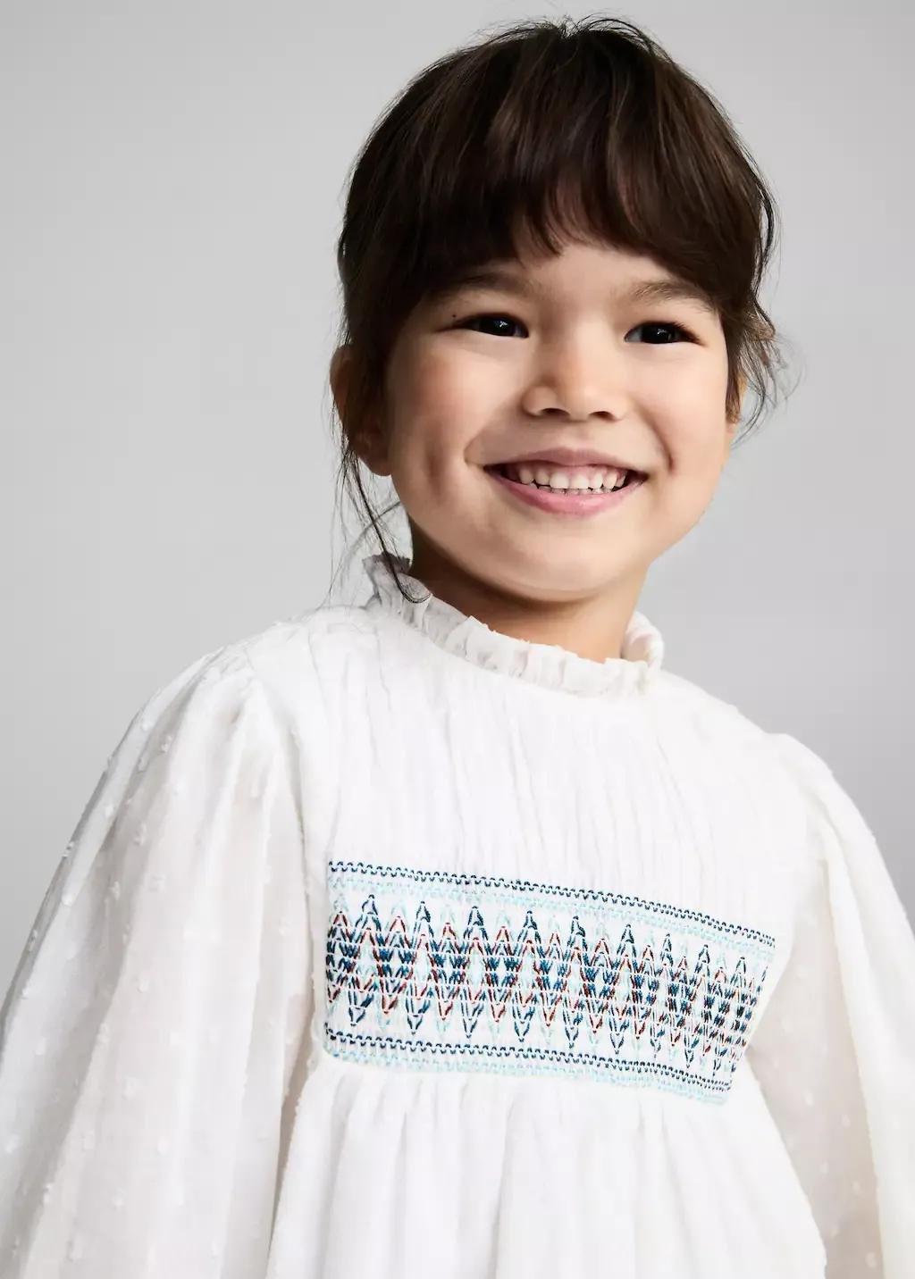 White Embroidered Cotton Blouse, , large image number 1