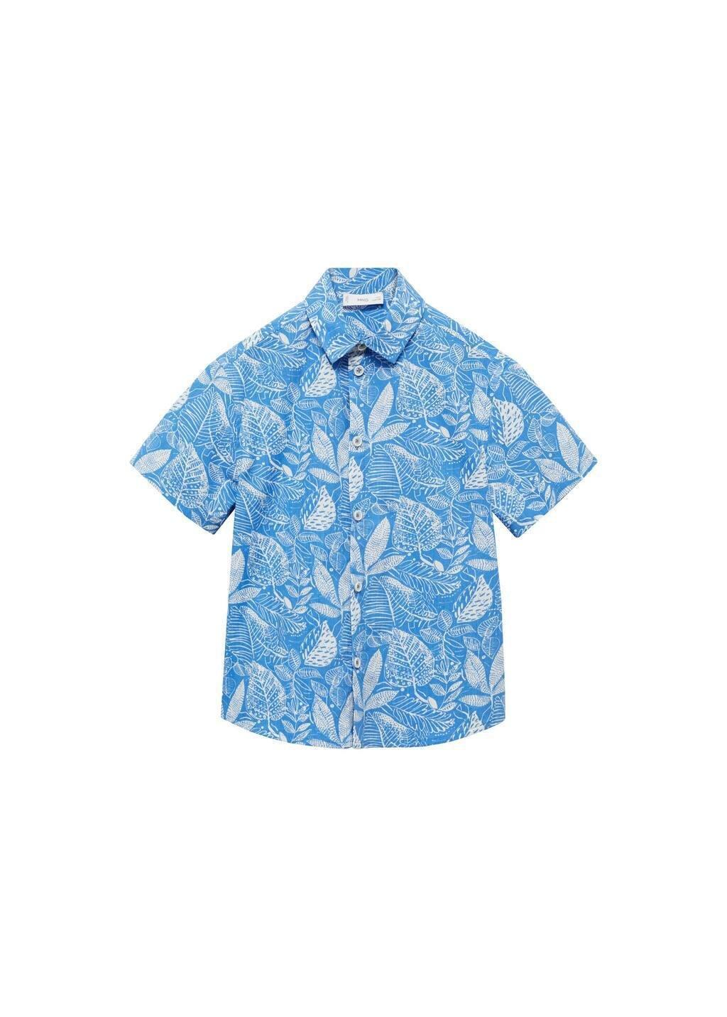 Blue Hawaiian Printed Shirt, Kids Boy, , large image number 0