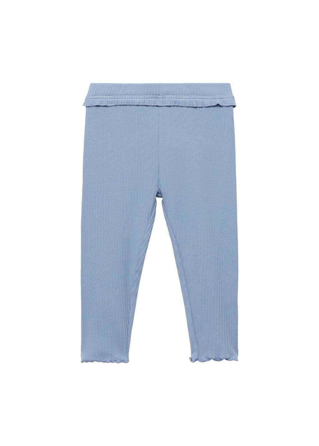 Blue Cotton Ribbed Leggings, Baby Girl, , large image number 0