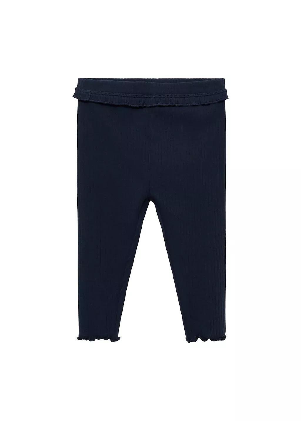 Navy Cotton Ribbed Leggings, Baby Girl, , large image number 0