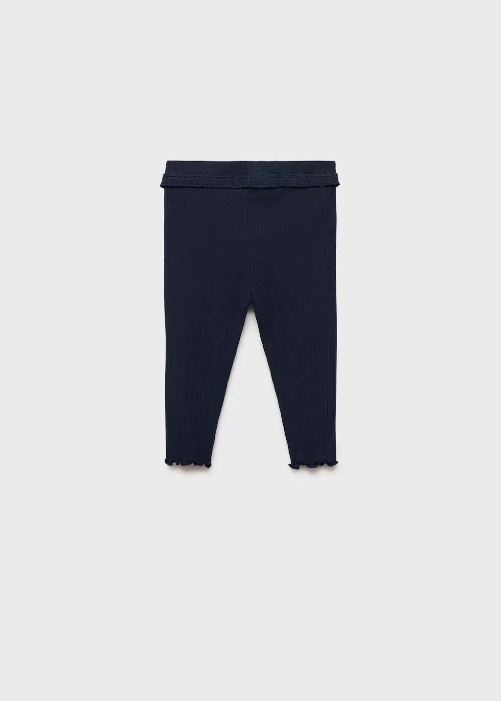 Navy Cotton Ribbed Leggings, Baby Girl, , large image number 1