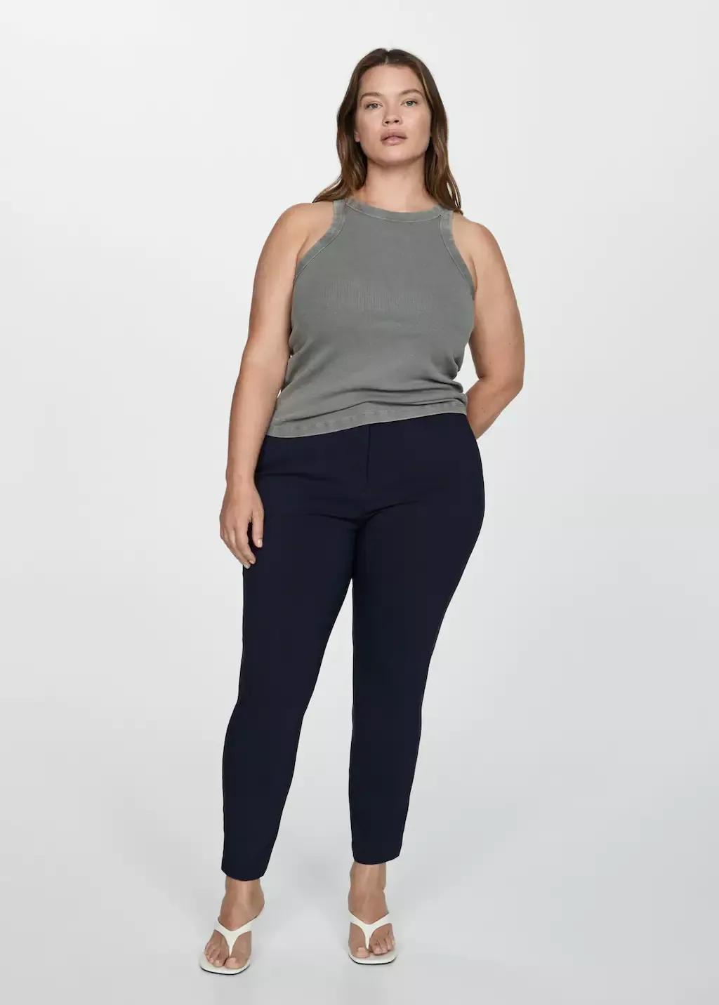 Navy Cotton Ribbed Leggings, Baby Girl, , large image number 6