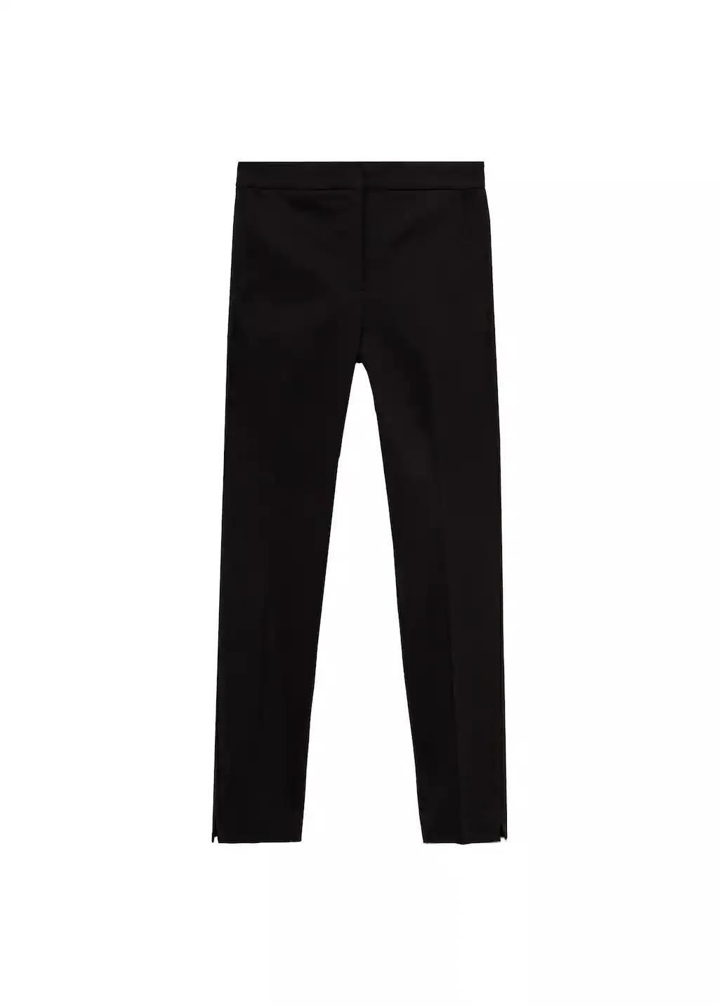 Black Cotton Ribbed Leggings, Baby Girl, , large image number 4