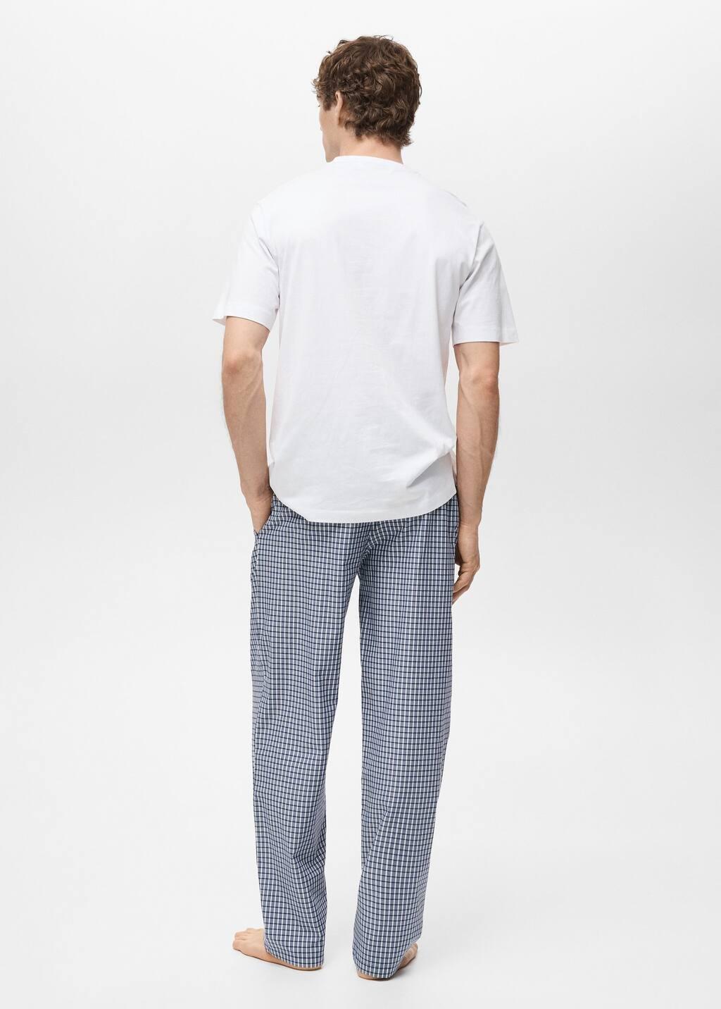 Navy 100% Cotton Check Pyjama Set, , large image number 4